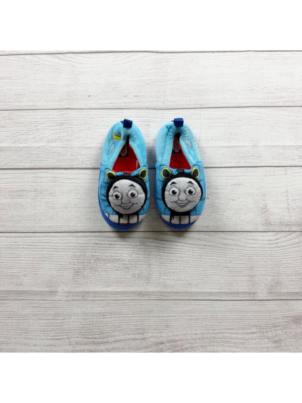 Thomas & Friends Plush Toddler Slippers Blue Non-Slip Rubber Sole US 9-10